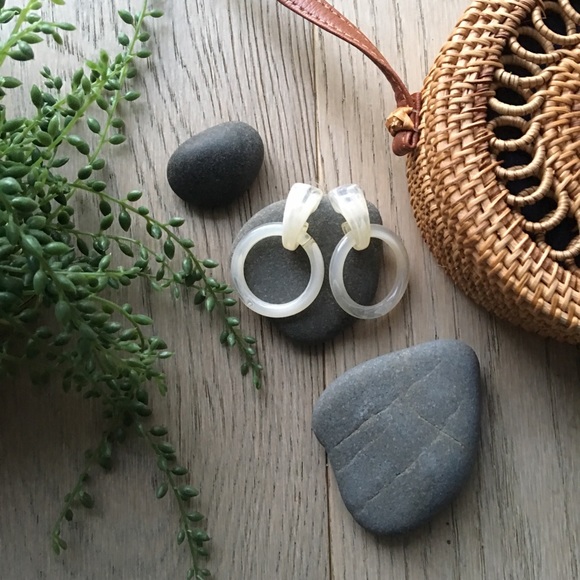 Jewelry - Planet rings yellow lucite hoop earrings